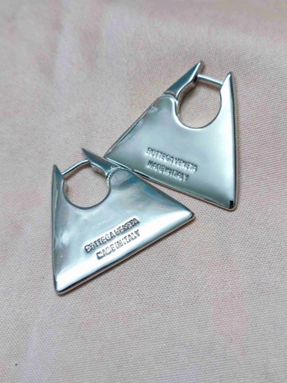 Bottega Veneta Silver-Tone Triangle Hoop Earrings